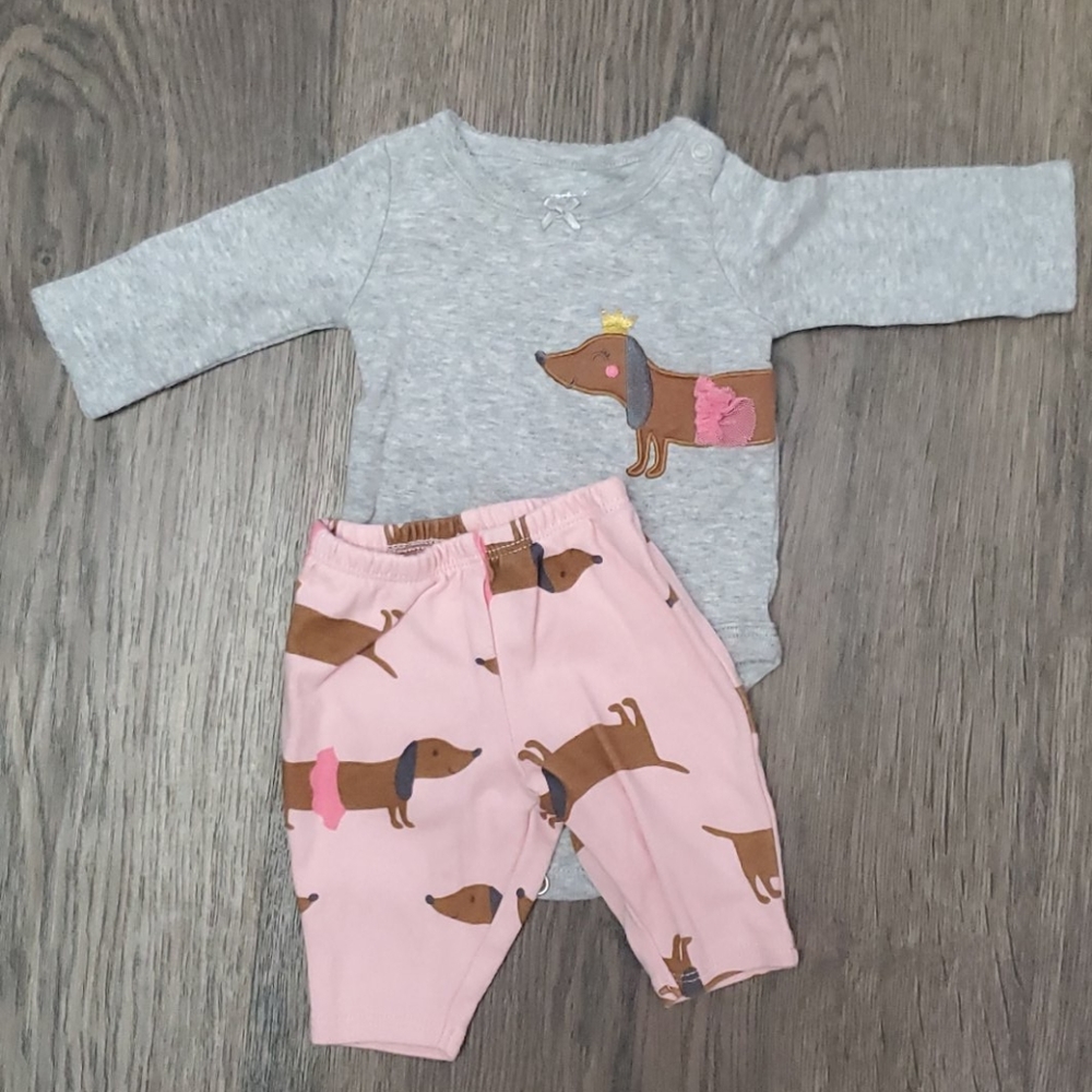 Newborn girl weiner dog outfit
